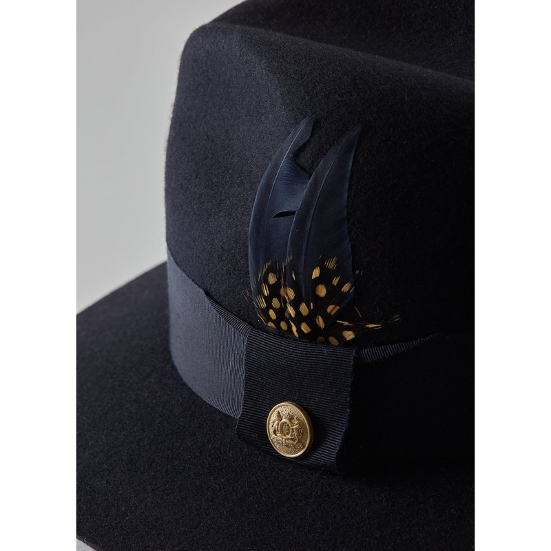 Holland Cooper Trilby Hat Spot Feather - Ink Navy-5